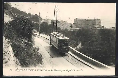 AK Monaco, Le Tramway au Cap d'Ail, Strassenbahn