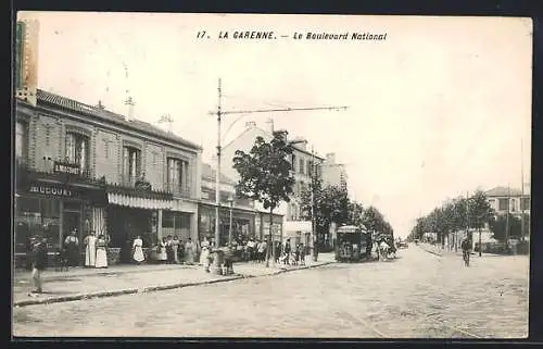 AK La Garenne, Le Boulevard National, Strassenbahn