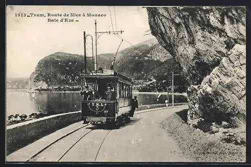 AK Baie d`Eze, Tram, Route de Nice a Monaco