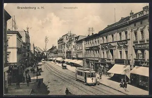 AK Brandenburg a. H., Hauptstrasse mit Strassenbahn