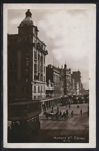 AK Johannesburg, Market Street, Strassenbahn