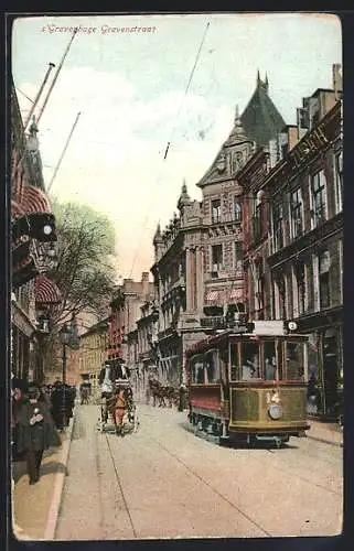 AK s`Gravenhage, Gravenstraat, Strassenbahn