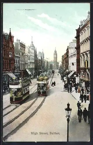 AK Belfast, High Street, Strassenbahn