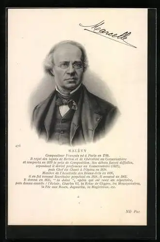 AK Französischer Komponist Halévy