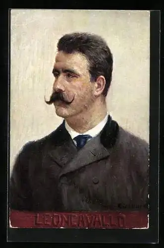 Künstler-AK Portrait des Komponisten Ruggero Leoncavallo