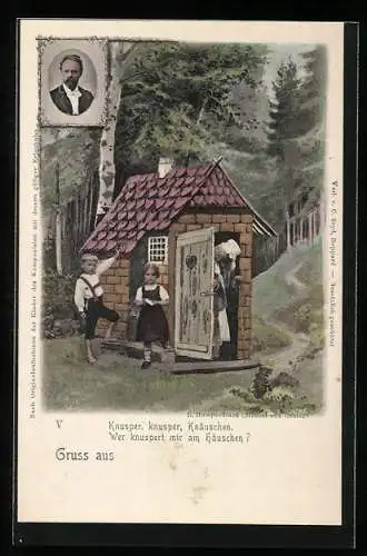 AK E. Humperdinck Hänsel & Gretel, Kinder am Knusperhaus