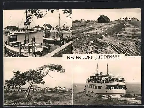 AK Neuendorf /Hiddensee, Ortsansichten, Hafen, Fähre