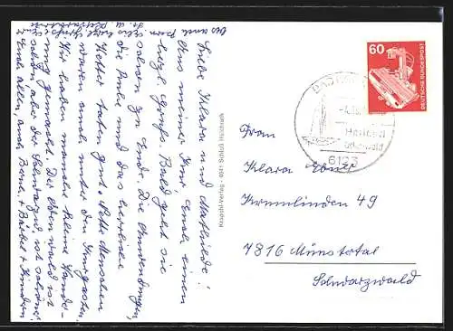 AK Bad König /Odenwald, Park-Kurheim: Häuser Reis, Schüler u. Erik, Teilansicht, Wappen