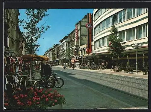 AK Karlsruhe, Kaiserstrasse mit C&A-Geschäft