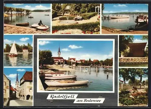 AK Radolfzell am Bodensee, Parkanlagen, Panorama vom Bodensee aus