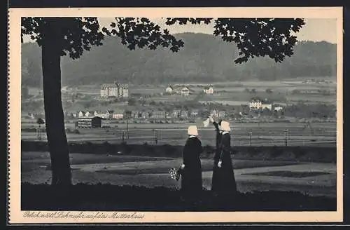 AK Marburg a. Lahn-Werda, Blick vom östlichen Lahnufer auf das Diakonissen-Mutterhaus Hebron