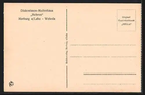 AK Marburg a. Lahn-Werda, Blick vom östlichen Lahnufer auf das Diakonissen-Mutterhaus Hebron