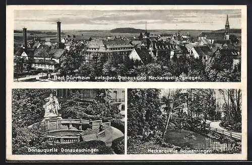AK Bad Dürrheim, Donauquelle Donaueschingen und Neckarquelle Schwenningen