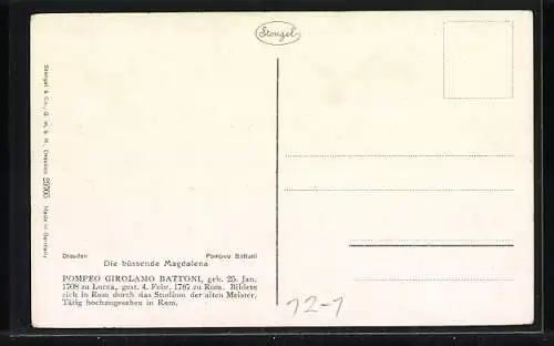 Künstler-AK Stengel & Co. Nr. 29705, Pompeo Battoni: Die büssende Magdalena, das lesende Mädchen mit einem Totenschädel