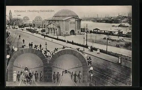 AK Hamburg-Steinwärder, Elbtunnel, Innenansichten