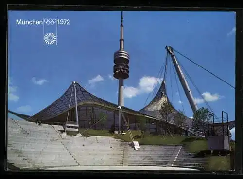 AK München, Spiele der XX. Olympiade 1972, Freilichtbühne und Schwimmhalle im Olympiapark