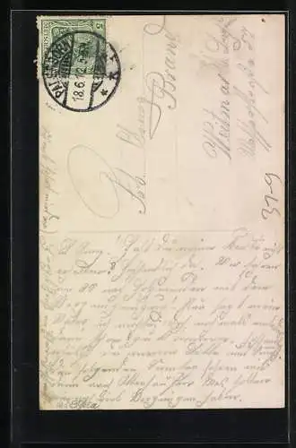 AK An der Weser, Da sitz` ich auf`s Neue und spähe umher..., Junge Frau mit Lautengitarre