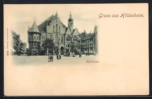 AK Hildesheim, Rathaus mit Brunnen