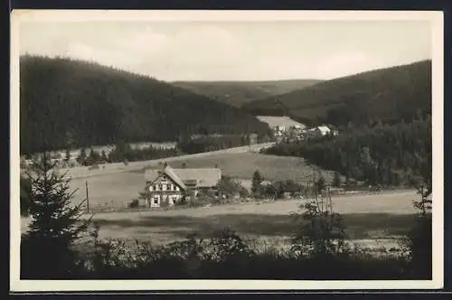 AK Ober-Rittersgrün, Gasthaus Landhaus Fritzschberg mit Umgebung