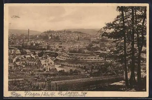 AK Siegen, Stadtansicht aus der Vogelschau