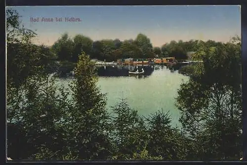 AK Bad Anna bei Helbra, Ruderboot auf dem See