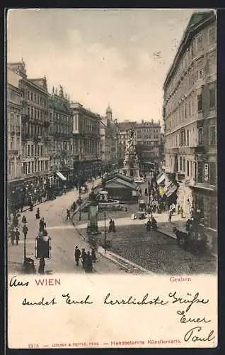 AK Wien, Graben, Blick in die belebte Strasse