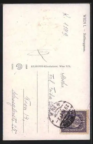AK Wien, Strassenblick in die Stallburggasse