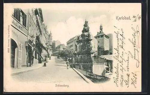 AK Karlsbad, Strassenpartie am Schlossberg