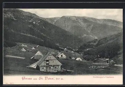 AK St. Peter, Ortspartie mit dem Buchberger`s- Gasthaus