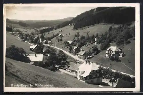 AK Gross-Aupa im Riesengebirge, Ortsansicht im Tallauf