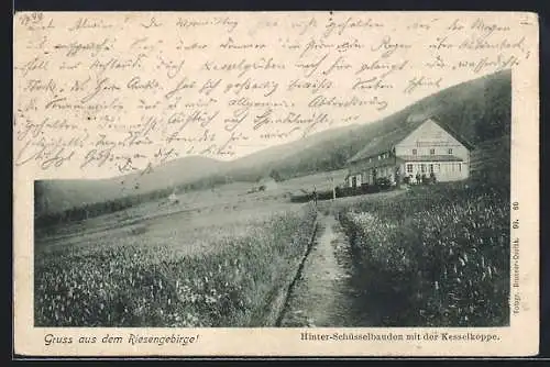 AK Hinter-Schüsselbauden /Riesengebirge, Das Gasthaus Kesselkoppe