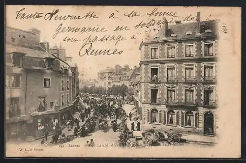 AK Rennes, le marché des Lices et la rue Saint-Aubin