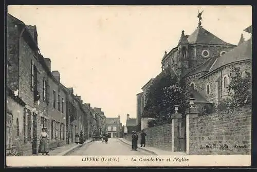 AK Liffre /I.-et-V., La Grande-Rue et l`Eglise