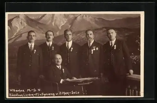 AK Musiker Villacher M.-G.V. / Kärntner Lieder-Fünfgesang mit Zither