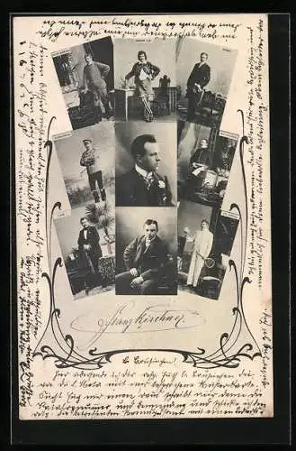 AK Komiker Franz Kirchner, Portraits in verschiedenen Rollen
