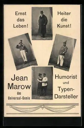AK Komiker Jean Marow in vier Rollen