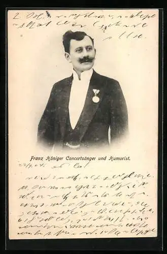 AK Concertsänger und Humorist Franz Höniger, Portrait