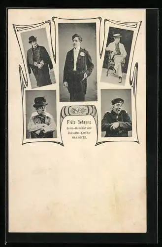 AK Hannover, Humorist Fritz Behrens in komischen Rollen