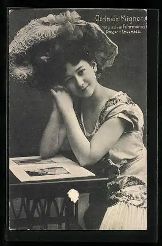AK Portrait von Gertrude Mignon, Mitglied von Fuhrmann`s Possen-Ensemble