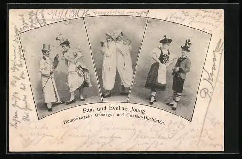AK Komiker-Duettisten Paul und Eveline Joung, Drei Bühnenportraits
