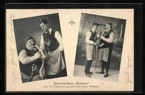 AK Bauern-Duo Humor mit W. Ganetzki / der dicke Wilhelm, Portraits