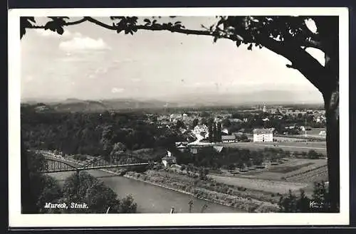 AK Mureck /Stmk., Ortsansicht mit Fluss und Brücke