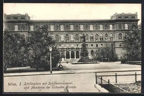 AK Wien, Schillerplatz mit Schillermonument und Akademie der bildenden Künste