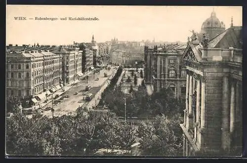 AK Wien, Babenberger- und Mariahilferstrasse aus der Vogelschau