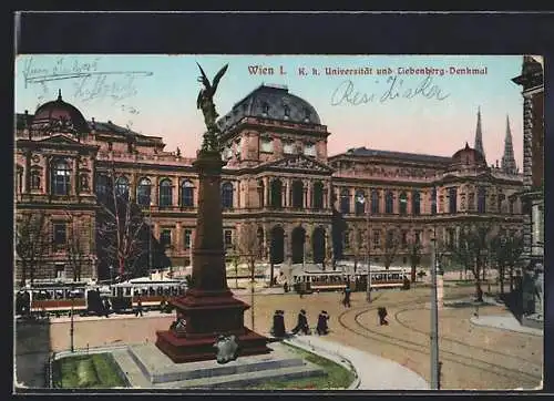 AK Wien, K. k. Universität und Liebenberg-Denkmal