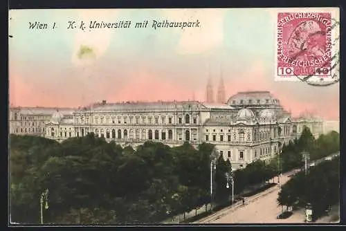 AK Wien, K. k. Universität mit Rathauspark