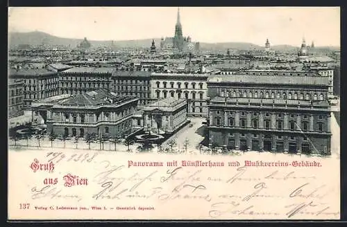 AK Wien, Panorama mit Künstlerhaus und Musikvereins-Gebäude