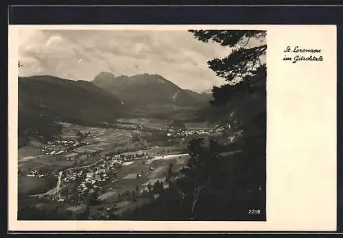 AK St. Lorenzen im Gitschtal, Gesamtansicht vom Berg aus