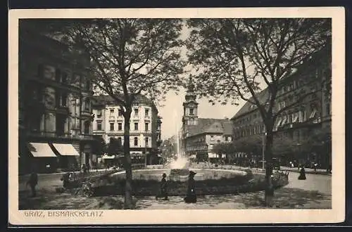 AK Graz, Fontäne auf dem Marktplatz