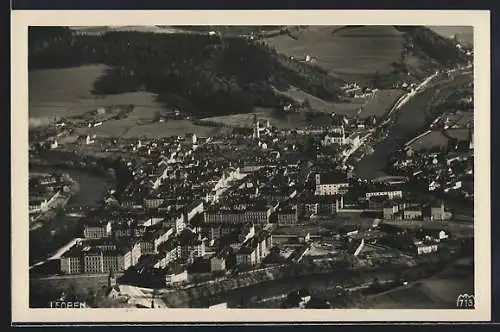 AK Leoben, Stadtansicht aus der Vogelschau